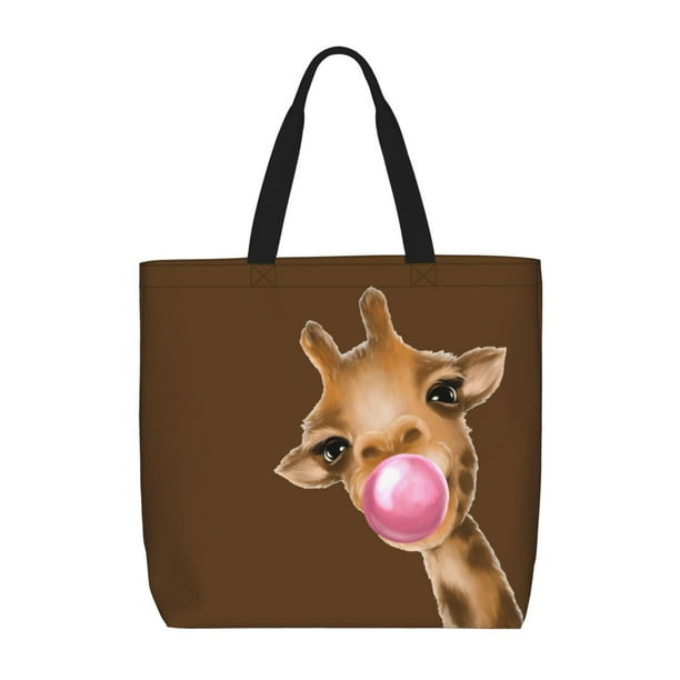 Easygdp Funny Giraffe Blowing Bubble Bolsa Tote para Mujer, Bolso de Hombro para Trabajo, Playa, Viajes, Compras y Supermercado