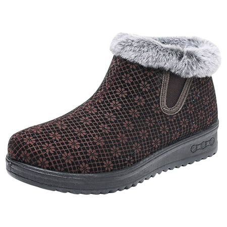 Durtebeua Women Winter Boots Winter Snow Boots for Women Keep Warm Lined Ankle Booties Outdoor Hiking Shoes Black 6.5