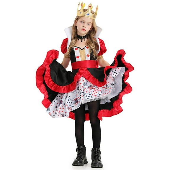 Poker Queen Cosplay Outfit Sets for Girls, 5Pcs Theme Costumes