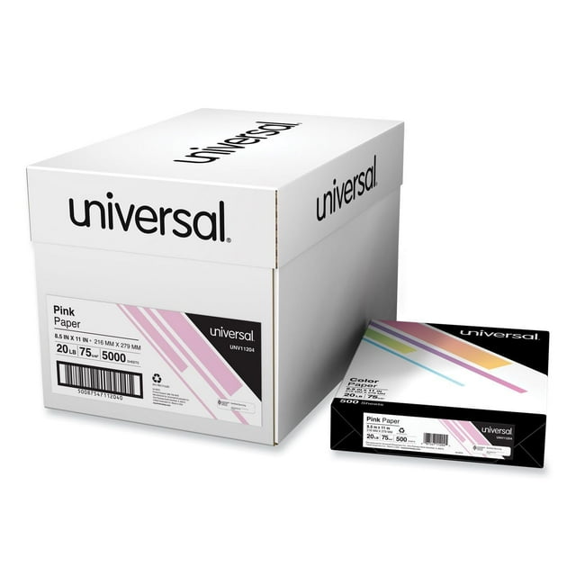 Papel de colores universal de 20 libras, 8,5 x 11 cm, 500 hojas/resma, color rosa