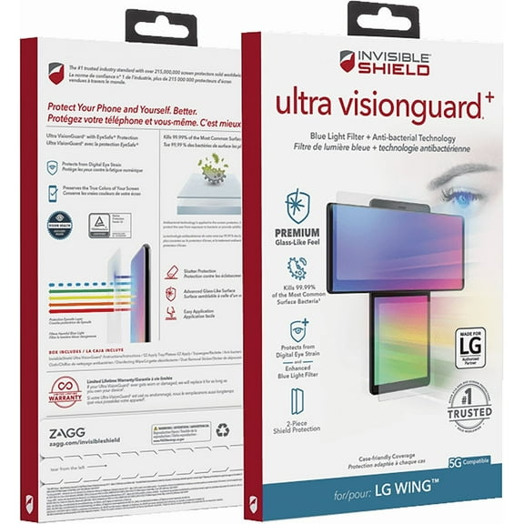 Zagg Invisible Shield Ultra VisionGuard with Anti-bacterial - LG Wing 5G