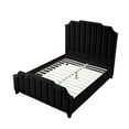 thumbnail image 4 of Inspired Home Mallorie Velvet Black Upholstered Bed, King, 4 of 9