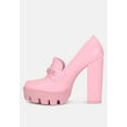 thumbnail image 4 of CORINNE Pink Chain Embellished Chunky Loafers, 4 of 7