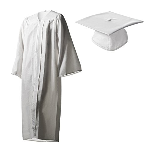 Academic Graduation Cap and Gown Matte White Size 27 (3'3"-3'5")