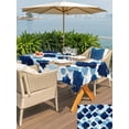 thumbnail image 4 of Navy Blue Geometric Moroccan Outdoor Tablecloth - 60x120 Inch Rectangle Dining Table Cover, Abstract Art Blue Ombre Modern Waterproof Outdoor Table Cloth with Umbrella Hole & Zipper for Picnic/Patio, 4 of 7