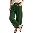 thumbnail image 3 of Sevevn Women High Waist Pleated Barrel Pants Button Fly Loose Cropped Balloon Casual Trousers with Side Pockets Army Green L, 3 of 6