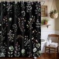 thumbnail image 3 of Vintage Boho Floral Shower Curtain with Hooks, Black & Gold Floral Bathroom Curtain, Waterproof Farmhouse Decor, 3 of 7