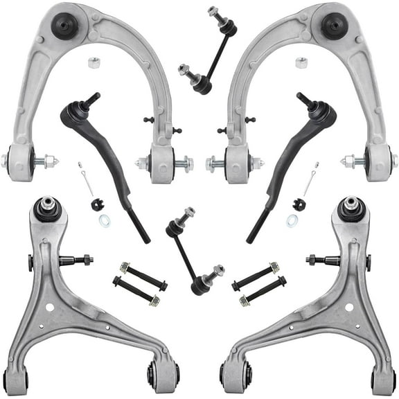 Detroit Axle - AWD 8pc Front End Suspension Kit for 2008-2014 Cadillac CTS, 4 Upper Lower Control Arms with Ball Joints 2 Outer Tie Rods 2 Sway Bars 2009 2010 2011 2012 2013 Replacement