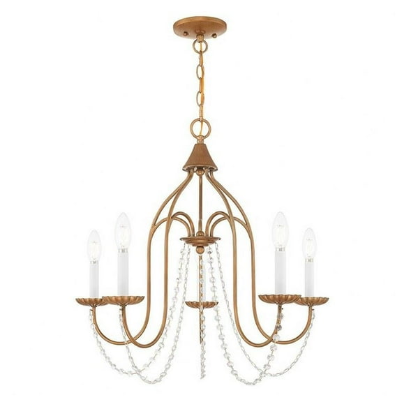 Traditional French Country Farmhouse Five Light Chandelier-Antique Gold Leaf Finish Bailey Street Home 218-Bel-4432575