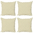thumbnail image 1 of Geometric Throw Pillow Cushion Case Pack of 4, Symmetrically Aligned Triangular Shapes Forming Rectangular Diamond, Modern Accent Double-Sided Print, 4 Sizes, Camel and White, by Ambesonne, 1 of 2