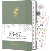Planner 2026-2027, Weekly and Monthly Planner with Tabs from Jan 2026 - Dec 2026, A5 Hardcover Academic Calendar with Date for School & Office Schedule, 5.8" x 8.3", Sage Green
