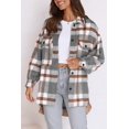 thumbnail image 2 of XINQIHANG Womens Casual Plaid Shacket Button Down Long Sleeve Shirt, 2 of 5