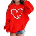 thumbnail image 4 of XIAOCHA WoMen's Valentines Love Heart-Print Hoodie Oversized Long-Sleeve Hooded Pullover Cozy Holiday Casual Soft hoodies, 4 of 4