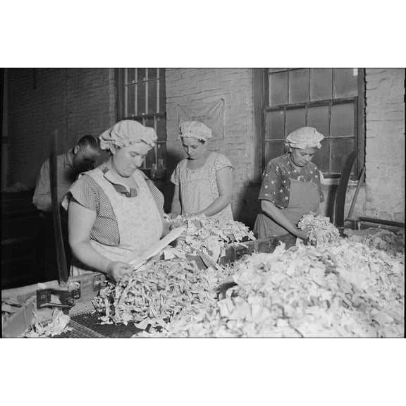 24"x36" Gallery Poster, Holyoke, Massachusetts Paper. American Writing Paper Co. Rag sorting French . NARA 518337