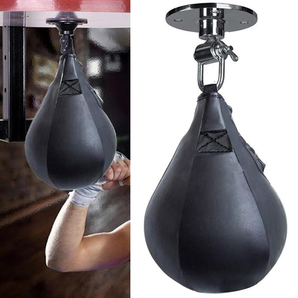 harayaa Boxing Training Package, Heavy Duty PU Leather Hanging Swivel Ball for Boxing Black