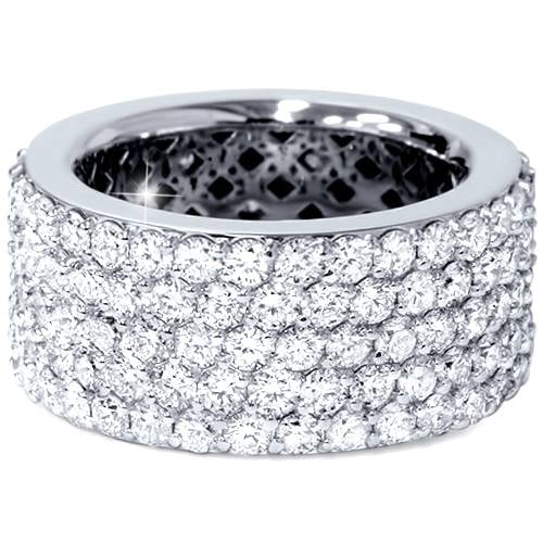 Pompeii 5Ct Pave Wide Diamond Eternity Anniversary Wedding Ring 14k White Gold Lab Grown