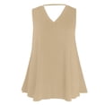 thumbnail image 6 of Htigea Womens Plus Size Tank Tops Sleeveless Loose Fit Dressy V Neck Flowy Camisoles Cami Shirt Tunic Blouse 2025 Summer Khaki,4XL, 6 of 6