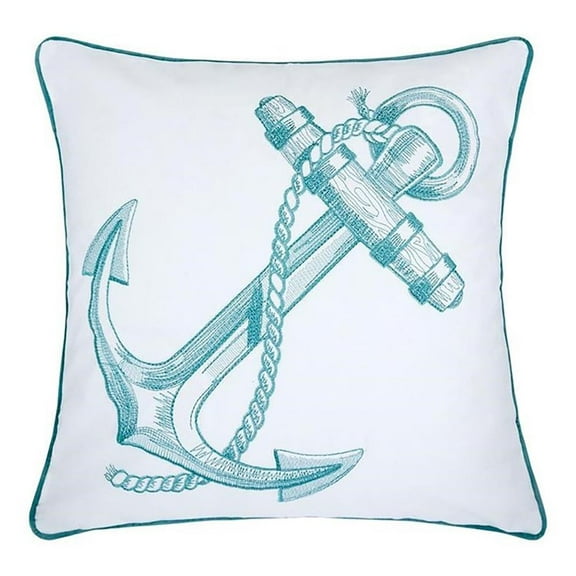 Furniture of America Paloma Fabric Throw Pillows in White and Teal (Set of 2)