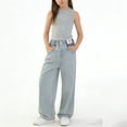 thumbnail image 4 of Nilvkv Girls Jeans, Jeans for Girls, High Waist Slim Wide Leg Stretchy Denim Pants Casual Summer Daily Wear Blue 13-14 Years, 4 of 8