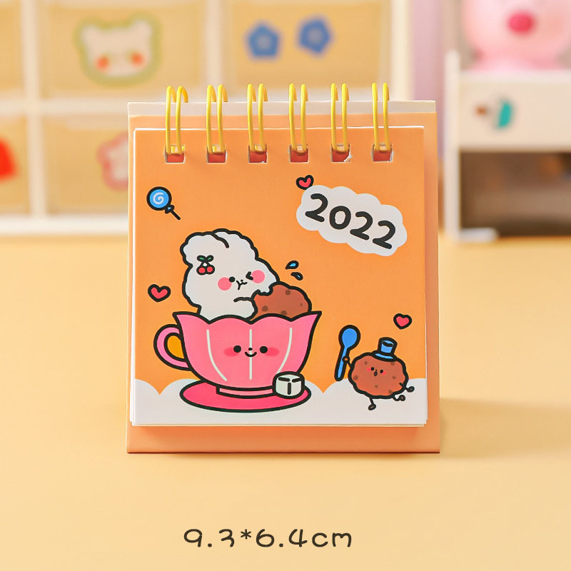 Cute Mini Calendar Book 2022 Desktop Decoration Plan Cartoon Desk
