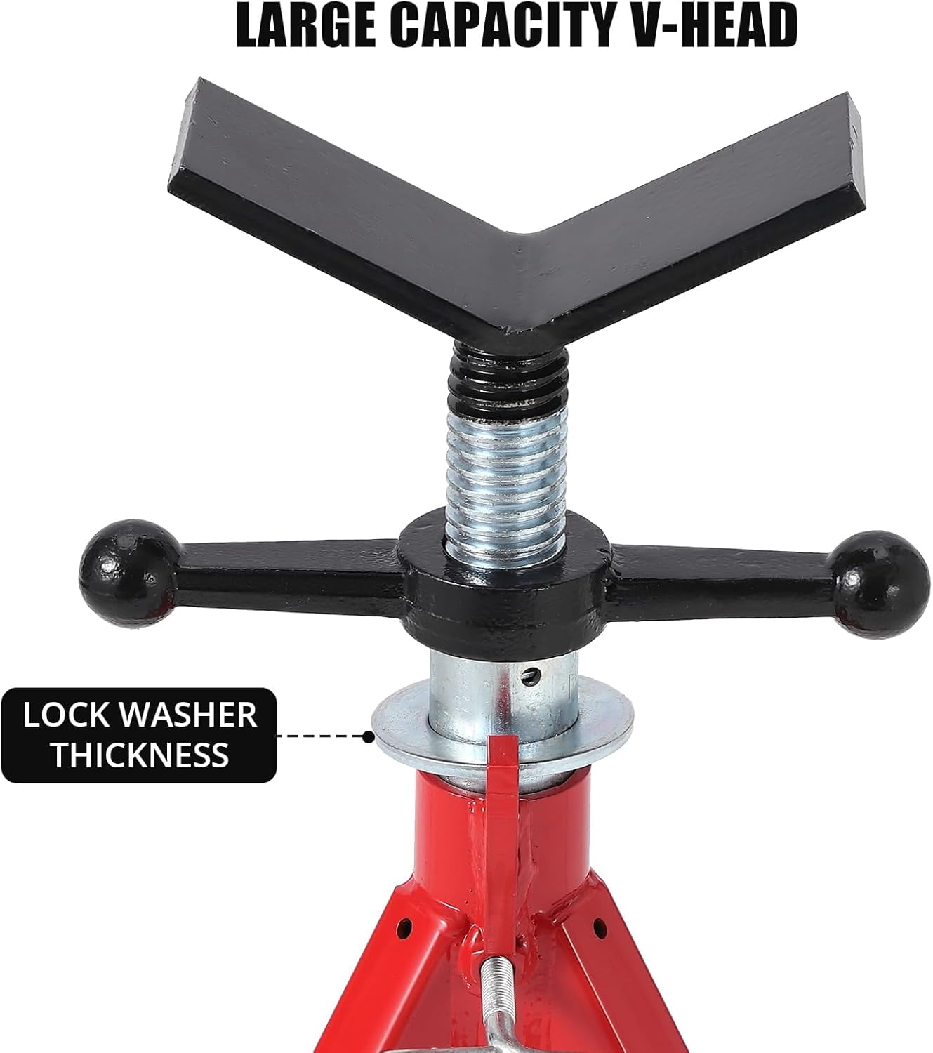 ChaoLink V-Head Pipe Jack Stand, 28 inches -52 inches Adjustable Height Heavy Duty Steel Jack Stand with 2500 LBS Load Capacity, Portable Pipe Stand with Folding Legs for Welding, Cutting