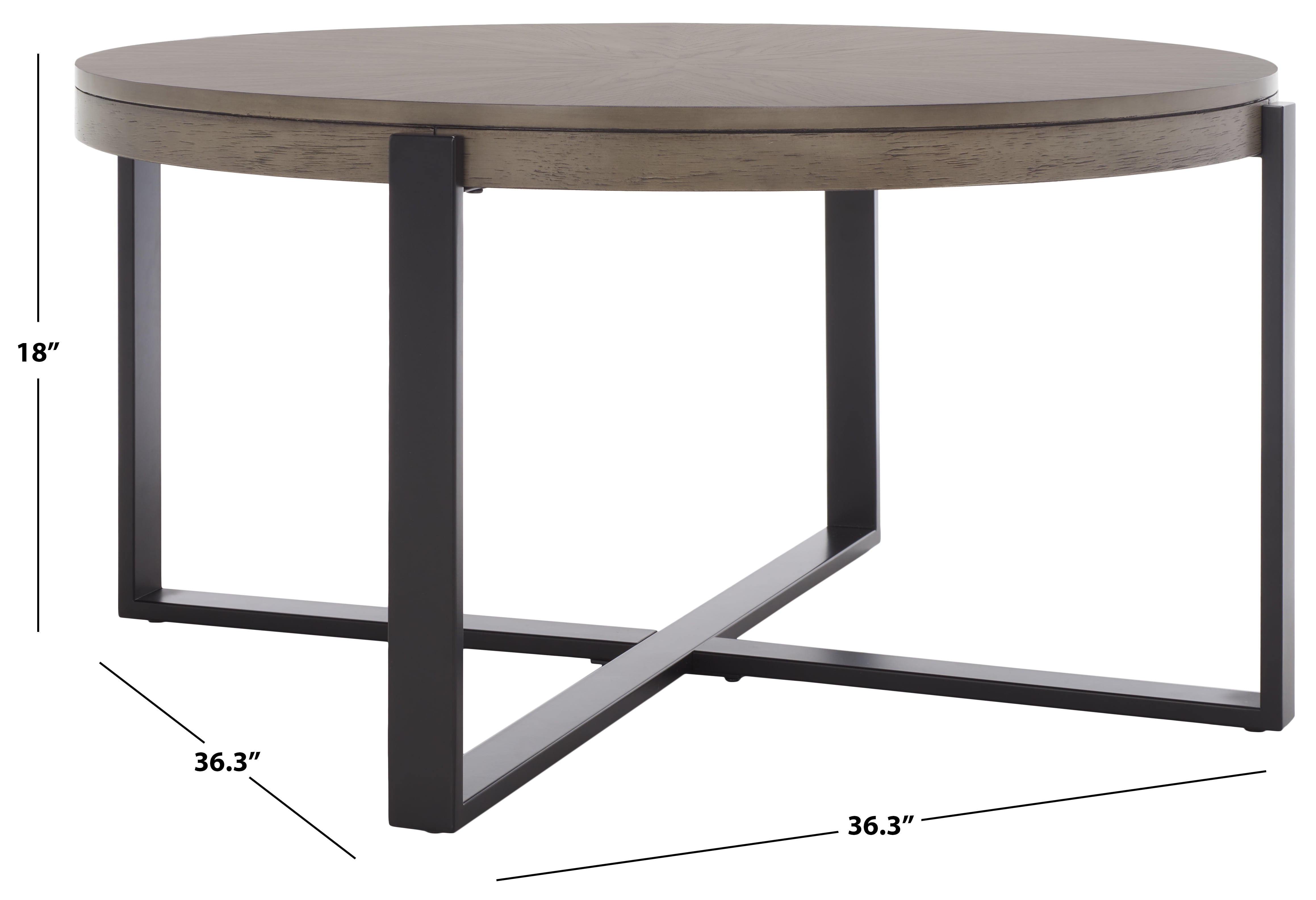 SAFAVIEH Navya Round Coffee Table, Light Grey Top/Black Legs