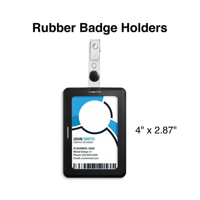 Staples 51917 Black Rubberized Clip On ID Badge Holder - Each