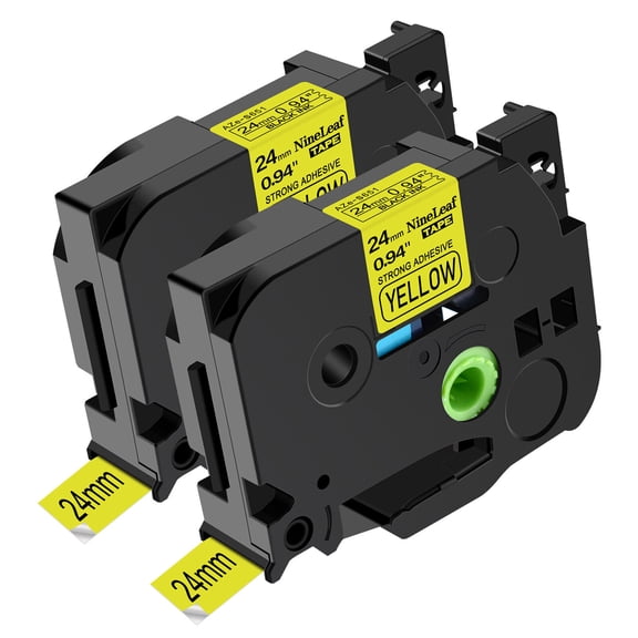NineLeaf 2 Pack Compatible for Brother P-Touch Black on Yellow TZe TZ Label Maker Tape TZe-S651 TZ-S651 24mm 1 in Extra Strength Laminated Label Tape