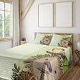 thumbnail image 2 of Ambesonne Cartoon Fitted & Top Sheet Set with Shams, Hedgehog Chevron, Green Brown Beige, 2 of 5