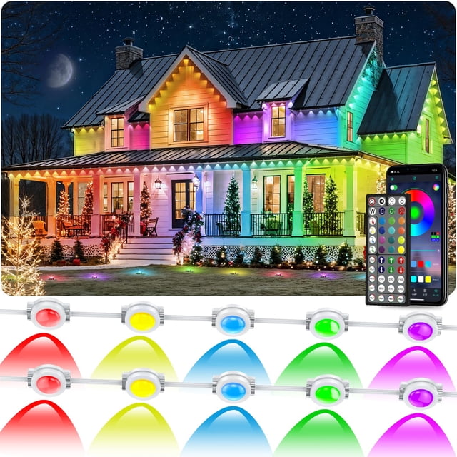 Luces de Exterior CETELUMA 150FT RGB Impermeables con Control por Aplicación