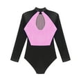 thumbnail image 6 of ZALDITA Women Rhinestones Gymnastics Leotard Long Sleeve Ballet Dance Bodysuit Stage Dancewear Costume Pink XL, 6 of 7