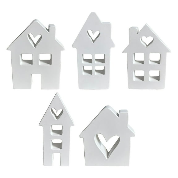 XIEULQP White Farmhouse Village Tabletop Decor - Wooden "Home Sweet Home" Sign for Welcome Centerpieces and New Home Couple Warming Gifts