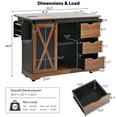 thumbnail image 5 of YIYADO 55.5-Inch Rolling Farmhouse Kitchen Island with Drop Leaf, Sliding Barn Door, Power Outlets and Storage, 5 of 7