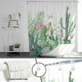 thumbnail image 4 of Cactus Shower Curtain Tropical Plant Watercolor Shower Curtain Set Green Modern Fabric Bathroom Cutain Decor with 12 Hooks 72x72 Inches, 4 of 6