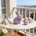 thumbnail image 4 of XJGHHSY 2 Pcs Glitter Easter Bunny Figurine - 9.2" Large Sparkle Rabbit Statue with Satin Bow,Easter Table Centerpiece for Home,Balcony,Party Decor & Holiday Gifting,ZZ-PVC-, 4 of 5