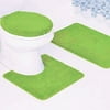 3-Piece Quinn Solid Bathroom Rug Set Bath Mat Contour & Toilet Lid Cover - Lime Green