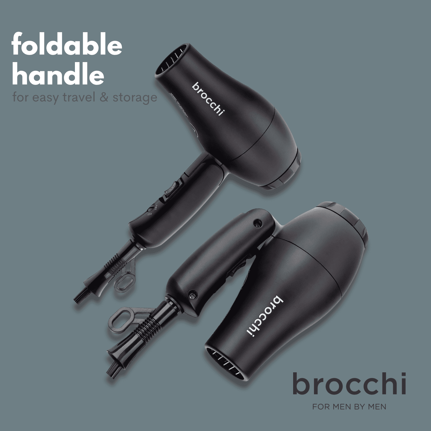 Brocchi | Lightweight Portable Mini Foldable Travel Blow-Dryer for Men