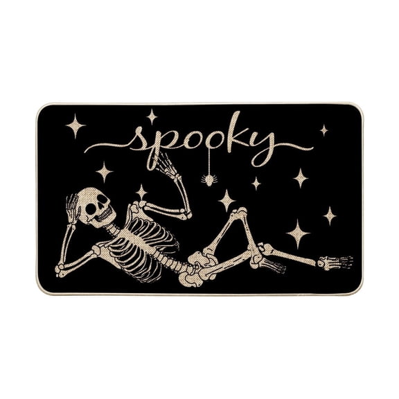 Sm:)e Spooky Skeleton Bone Day of the Dead Doormat, Black, 17x29 Inch