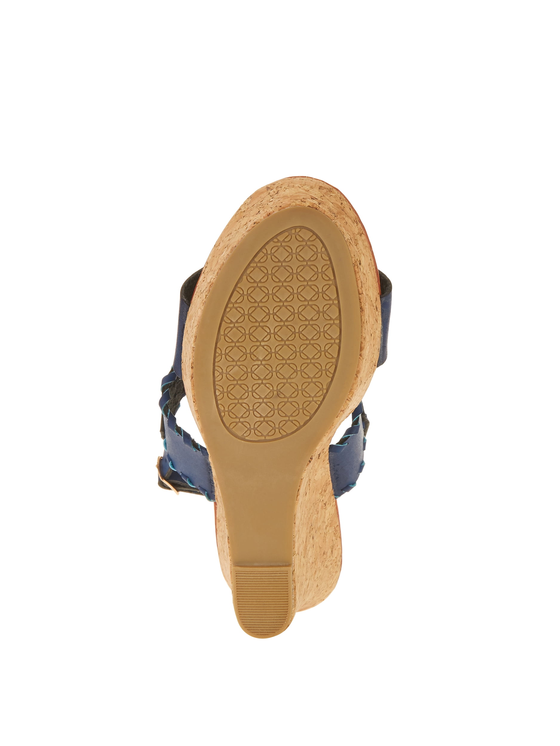 Forever Young Women's Faux Leather Wedges With Pearls Embellishments and Embossed Strap