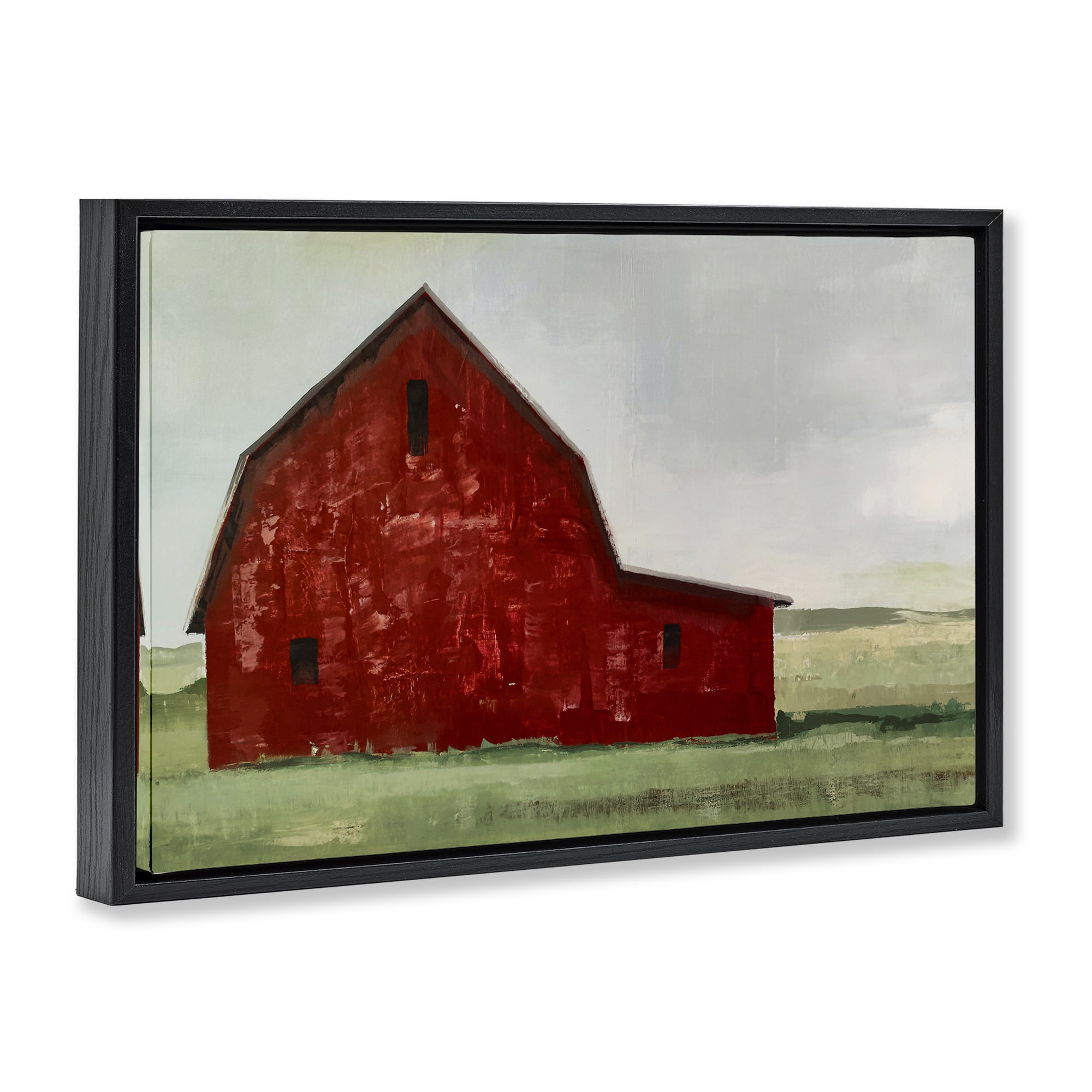 Stupell Industries Red Weathered & Wise Barn Black Framed Floater Canvas Wall Art, design by Max Maxx