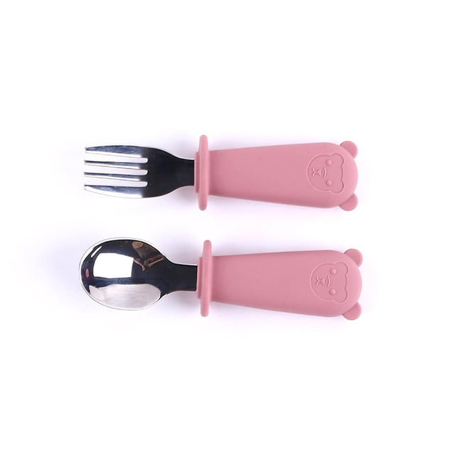 Ensemble de Fourchette et Cuillère en Acier Inoxydable avec Manche en Silicone Vaisselle pour Cuisine Salle à Manger Camping Voyage Pique-Nique BBQ Fête Dessous d'Assiette Napperons Napperons d'Intérieur Ensemble Napperons de Souper Napperons d'Intérieur en Osier Chargeurs Napperons