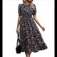 thumbnail image 3 of Vestidos Florales de para Mujer, Estilo Bohemio, Informal, de Verano, con Mangas Abullonadas, Estilo Occidental Negro L, 3 of 8