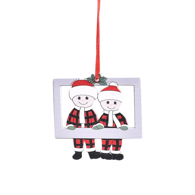 Cateissary Decoración colgante de árbol de Navidad para el hogar, decoración de marco de fotos de para dormitorio de Navidad con cuerda, Kits de decoración para fiestas 2 personas