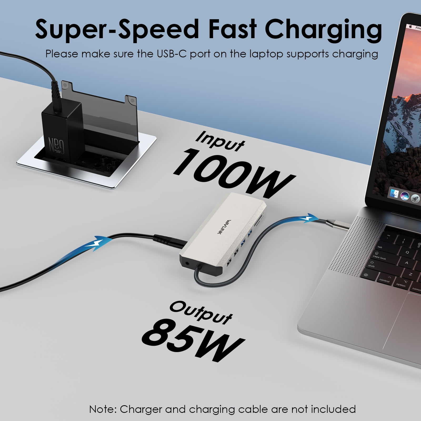 WAVLINK USB C Docking Station, 85W Charging Type-C Adapter for Laptop, Triple Monitor USB HUB Dual 4K HDMI Display Port, Gigabit Ethernet, SD/TF, USB 3.0/2.0