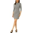 thumbnail image 1 of INSPIRE CHIC Vestido Vintage de Mujer con Manga 3/4 y Cuello Alto a Cuadros L Negro Marrón, 1 of 6