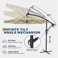 thumbnail image 3 of Bingirl 10FT Offset Umbrella with Cross Base with 360-degree and Rotation Infinite Tilt for Deck Pool Garden BackyardBeige, 3 of 7