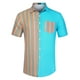 thumbnail image 1 of Lars Amadeus Camisa hawaiana de manga corta con botones y patchwork a rayas de verano para hombre Azul rojo XL, 1 of 6