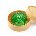 thumbnail image 2 of Green Holographic Dumpling Squishy Stress Ball, Cute Kawaii Face Clear Steamed Bun Squeeze Toy with Mini Steamer Container, Anxiety Relief Desk Fidget Toy for Kids & Adults, 2 of 5