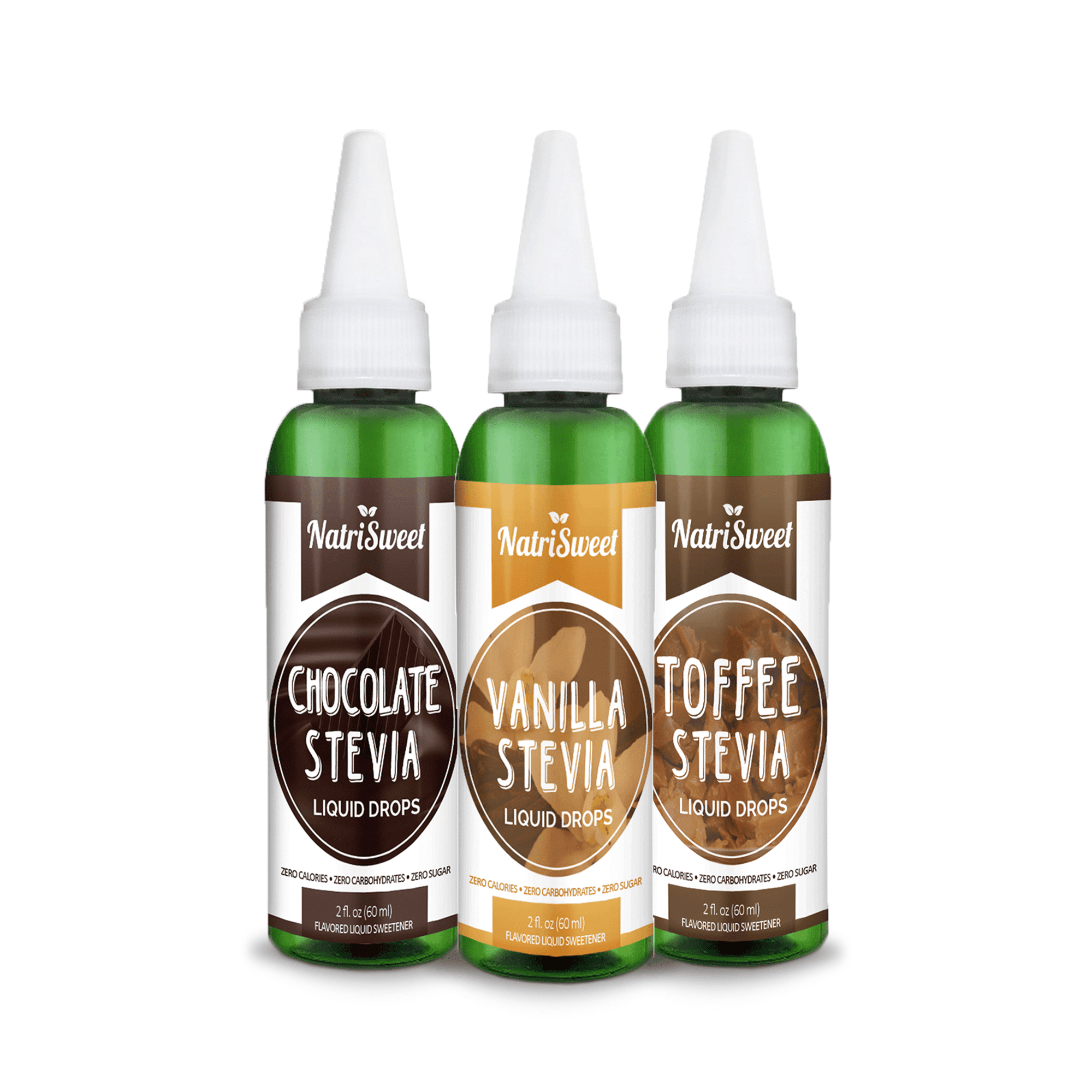 NatriSweet 3Pack Stevia Liquid Drops, Vanilla, Chocolate, Toffee, Zero