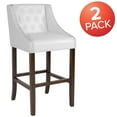 thumbnail image 3 of Flash Furniture 2 Pk. Carmel Series 30" High Transitional Tufted Walnut Barstool with Accent Nail Trim in White LeatherSoft, 3 of 14